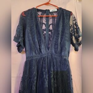 Elegant Blue Lace Romper